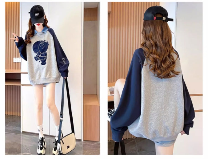 【Tops】POLOネック配色プルオーバー W13960