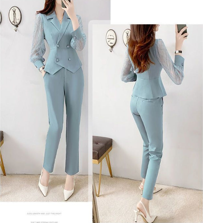 【Set】ジャケット + パンツ スーツセット Z7651