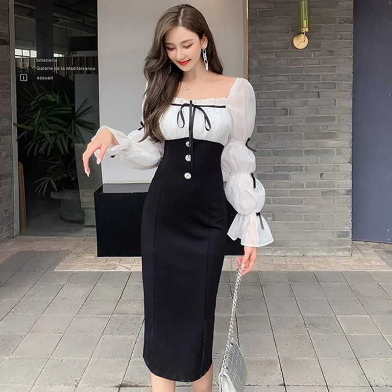 【Dress】配色フェミニンワンピース Z7677