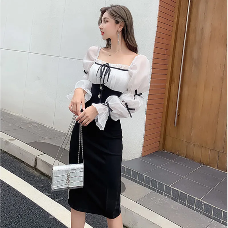 【Dress】配色フェミニンワンピース Z7677