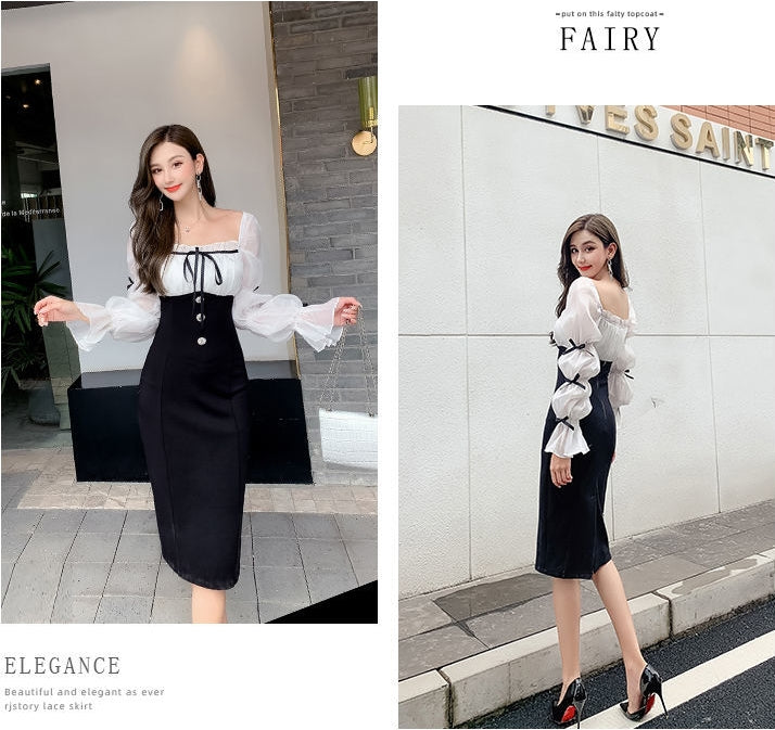 【Dress】配色フェミニンワンピース Z7677