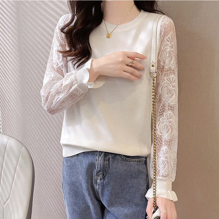【Tops】レース切替ニットセーター Z7678