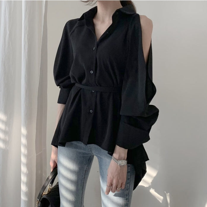 【Tops】バックレース春秋シャツ Z7684