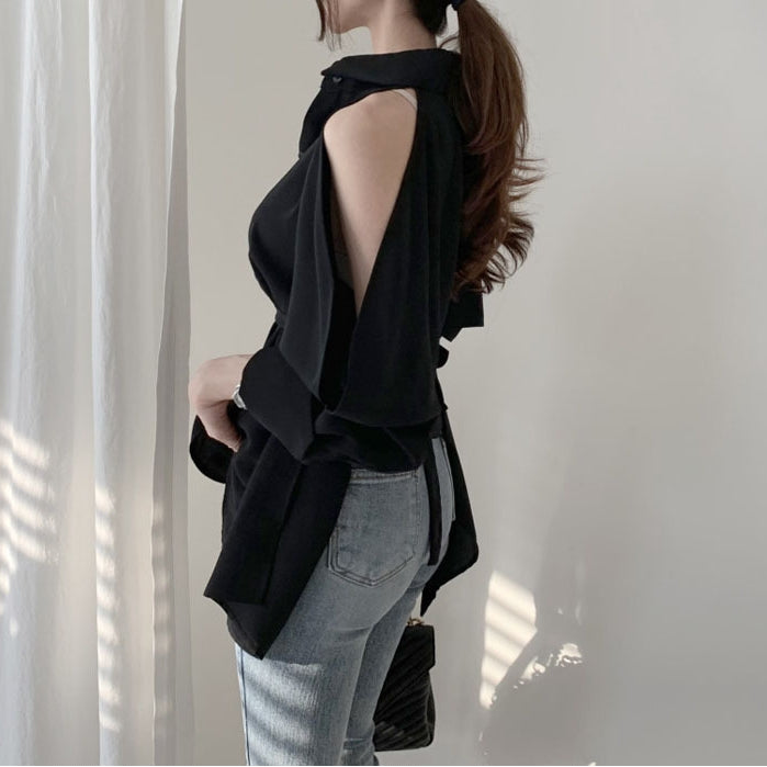 【Tops】バックレース春秋シャツ Z7684