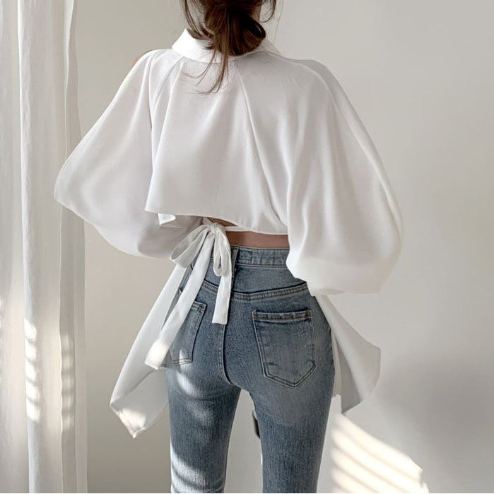 【Tops】バックレース春秋シャツ Z7684