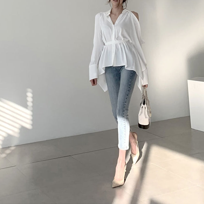【Tops】バックレース春秋シャツ Z7684
