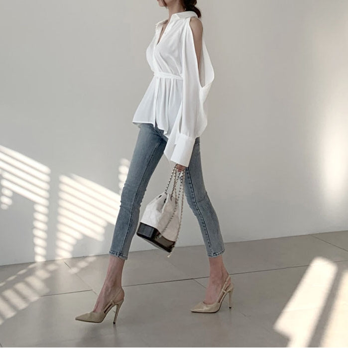 【Tops】バックレース春秋シャツ Z7684