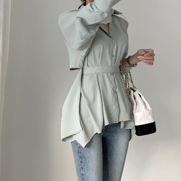 【Tops】バックレース春秋シャツ Z7684