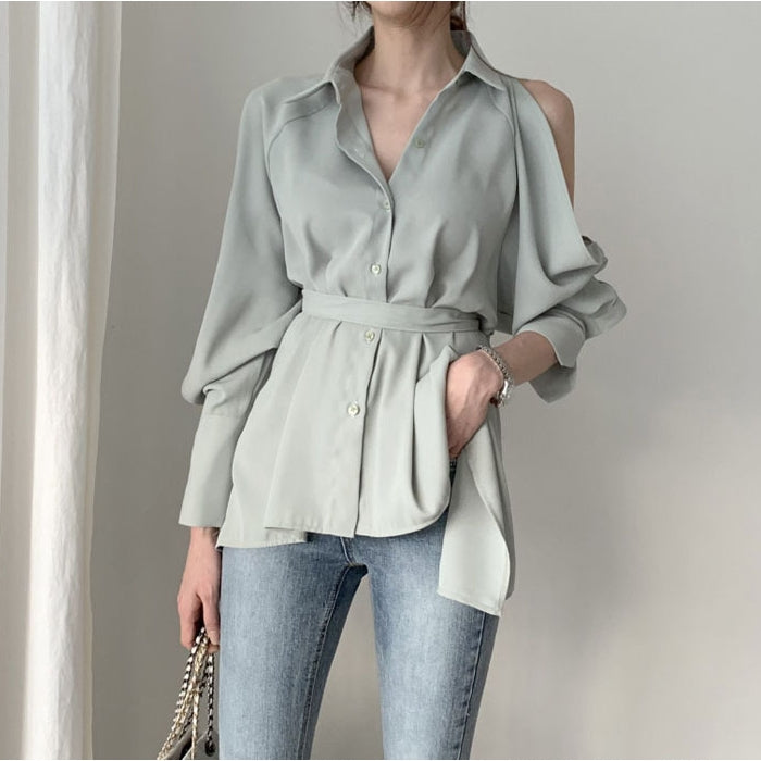 【Tops】バックレース春秋シャツ Z7684