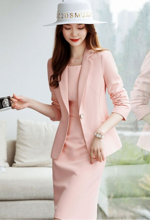 【Set】スーツジャケット+ワンピース 通勤セット Z7740