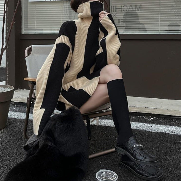 【Tops】ハイネック秋冬ニットプルオーバー Z7746