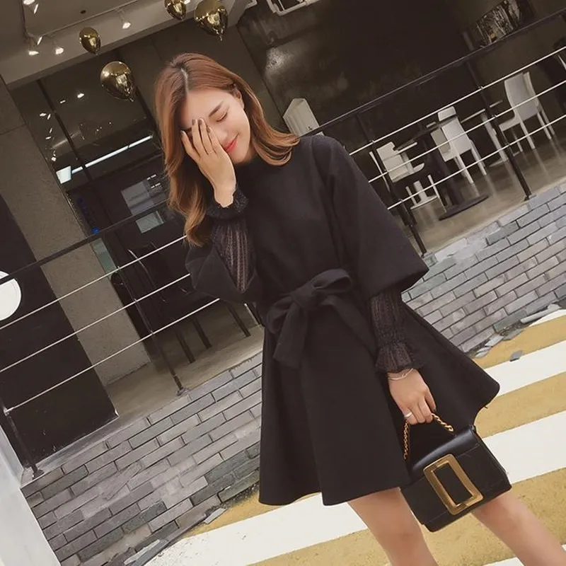 【Dress】レース切替ツイードワンピース Z7784