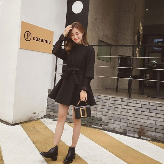 【Dress】レース切替ツイードワンピース Z7784