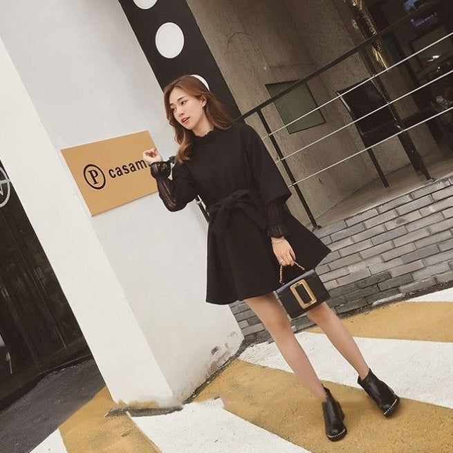 【Dress】レース切替ツイードワンピース Z7784