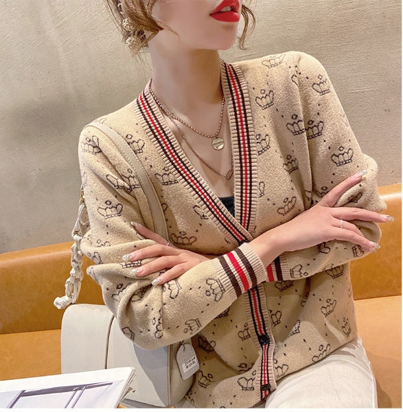 【Outer】💗ジャカードニットカーディガン W14123