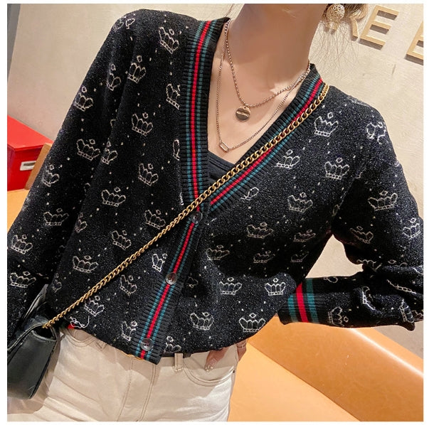 【Outer】💗ジャカードニットカーディガン W14123