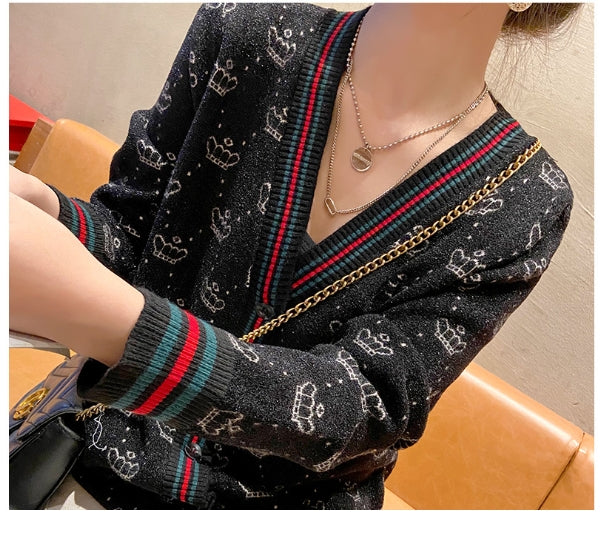 【Outer】💗ジャカードニットカーディガン W14123