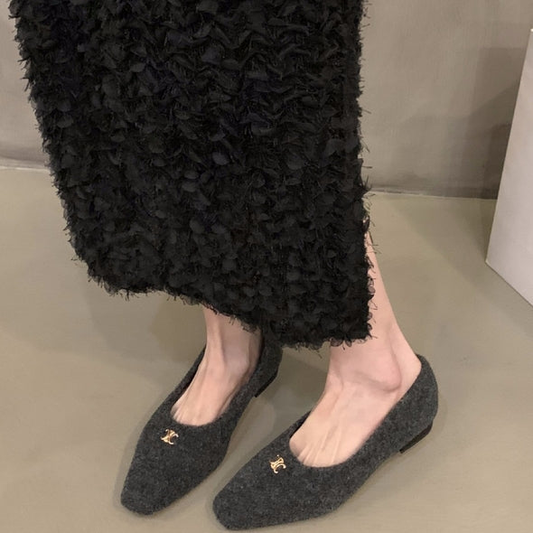 【Shoes】5cmインヒール裏ボアフラットシューズ Z7823