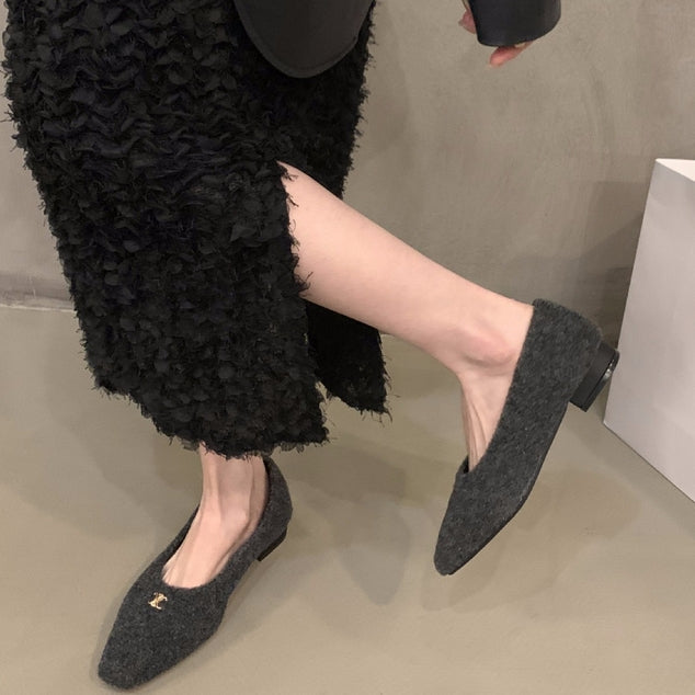 【Shoes】5cmインヒール裏ボアフラットシューズ Z7823