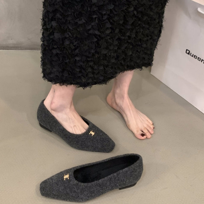 【Shoes】5cmインヒール裏ボアフラットシューズ Z7823