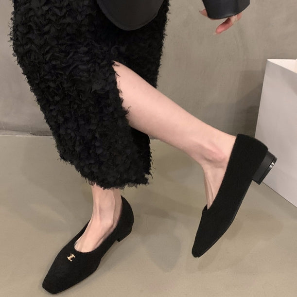 【Shoes】5cmインヒール裏ボアフラットシューズ Z7823