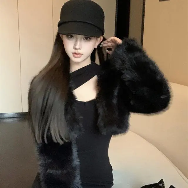 【Set】ファージャケット+ワンピース セット Z7923