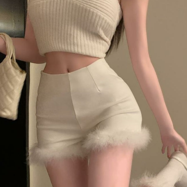 【Bottoms】ファー飾りショートパンツ Z7964