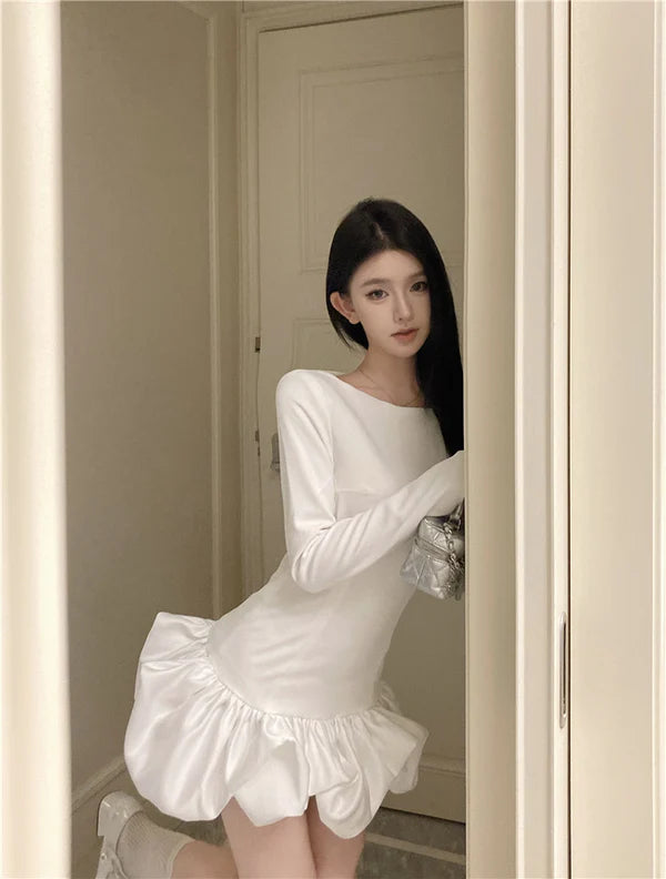 【Dress】フランス風秋冬ギャザーワンピース W14530