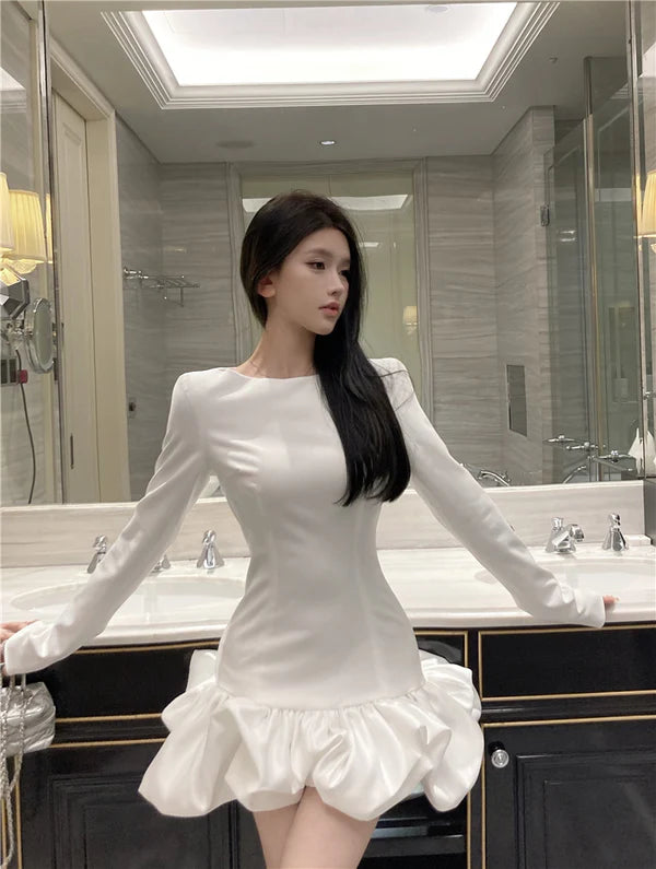 【Dress】フランス風秋冬ギャザーワンピース W14530