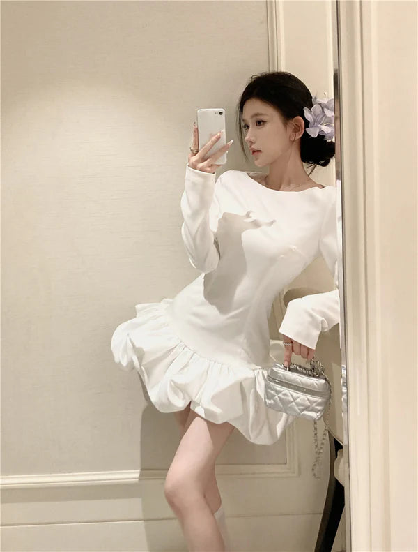 【Dress】フランス風秋冬ギャザーワンピース W14530