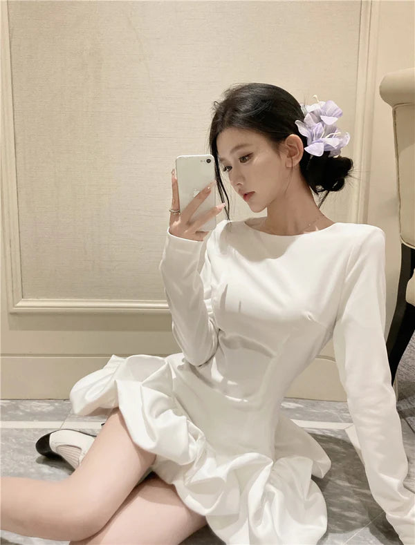 【Dress】フランス風秋冬ギャザーワンピース W14530