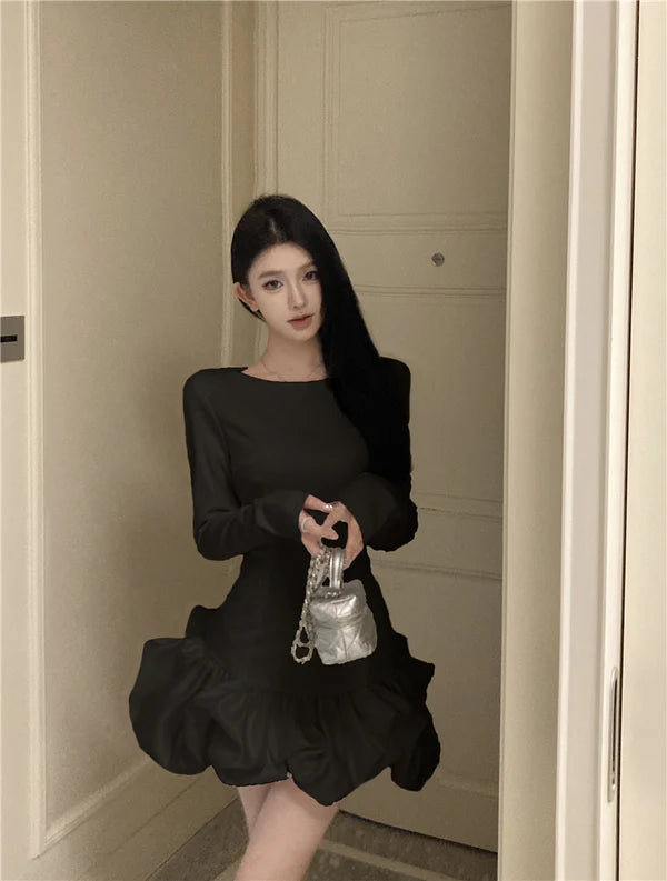【Dress】フランス風秋冬ギャザーワンピース W14530