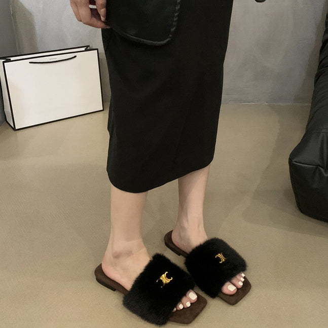 【Shoes】高級感ファースリッパ Z8041