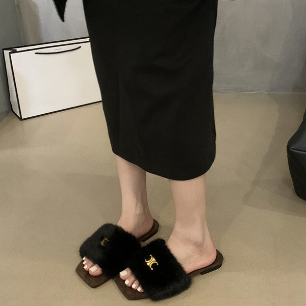 【Shoes】高級感ファースリッパ Z8041