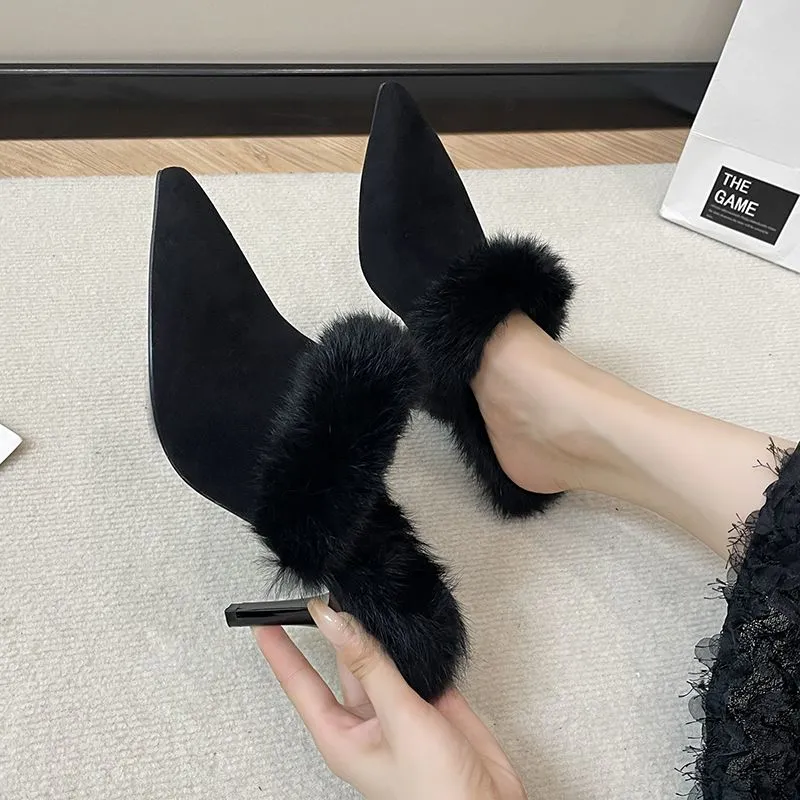 【Shoes】フェミニン無地ハイヒールスリッパ Z8058