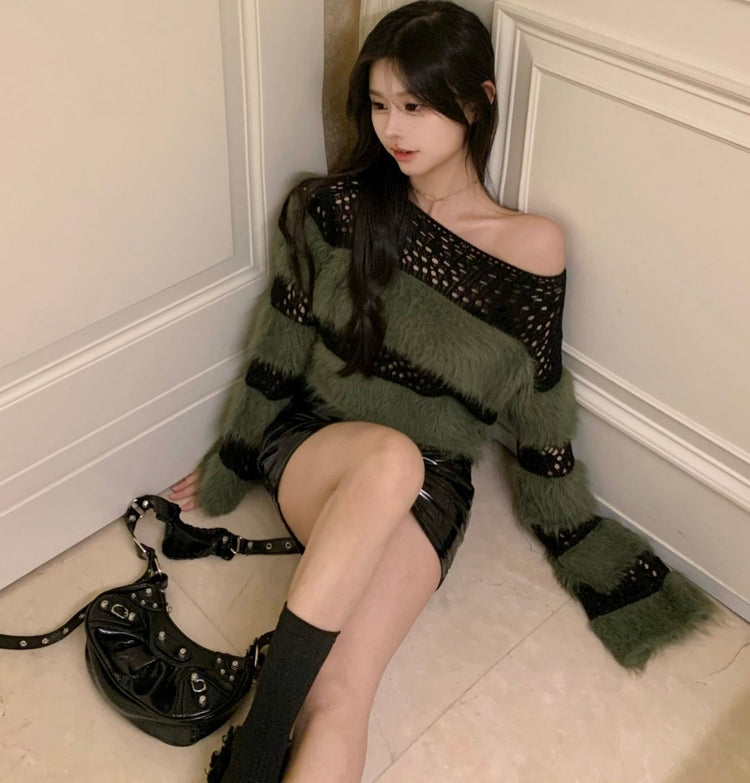 【Tops】レース切替ファーセーター Z8069