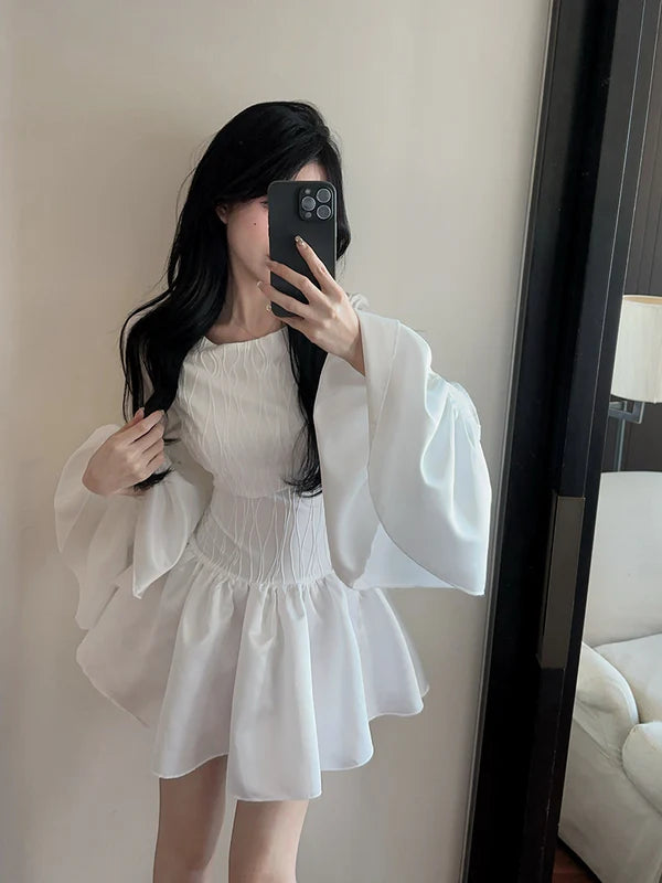 【Dress】秋冬体型カバーフリルワンピース W14527