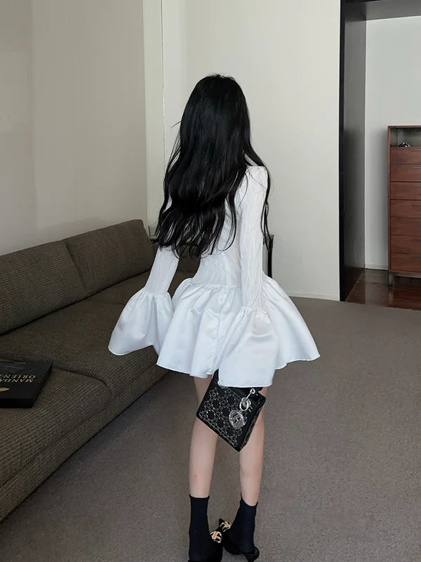 【Dress】秋冬体型カバーフリルワンピース W14527