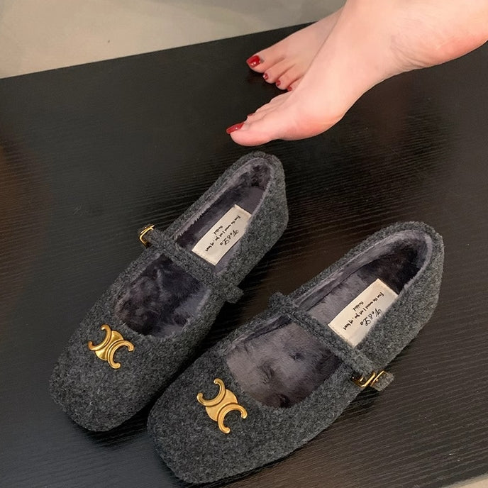 【Shoes】裏ボア秋冬フラットシューズ Z8128