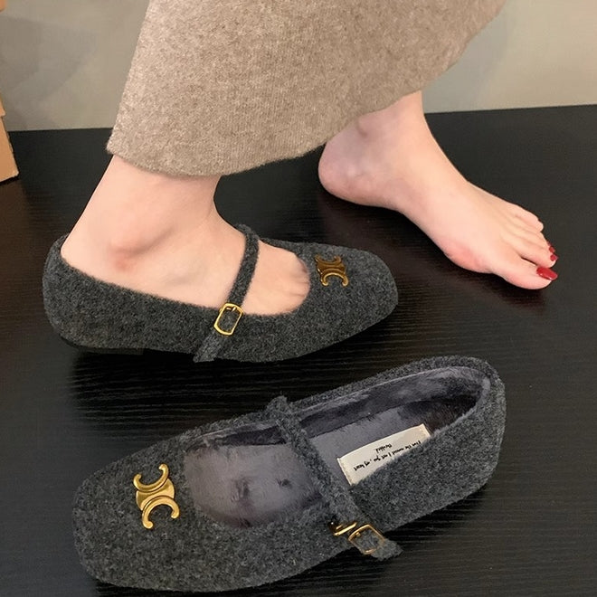 【Shoes】裏ボア秋冬フラットシューズ Z8128