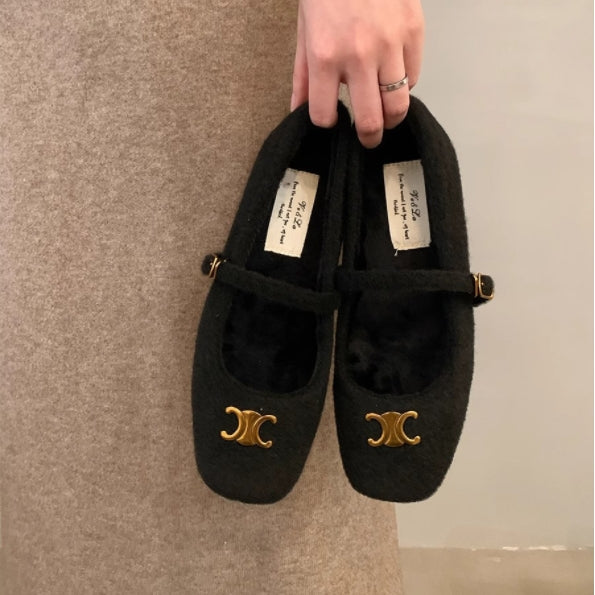 【Shoes】裏ボア秋冬フラットシューズ Z8128