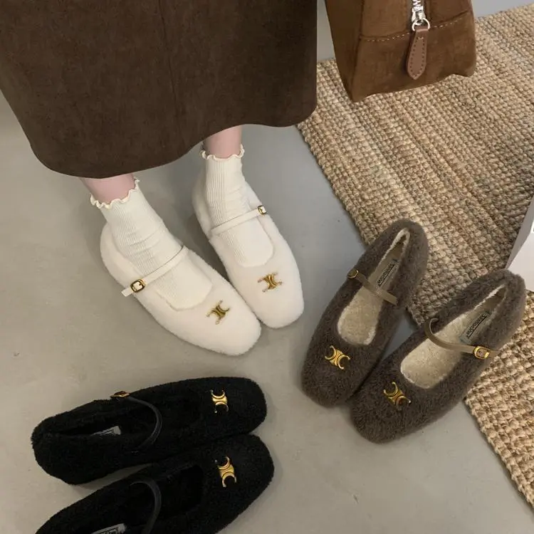 【Shoes】秋冬5cmヒールフラットシューズ Z8129