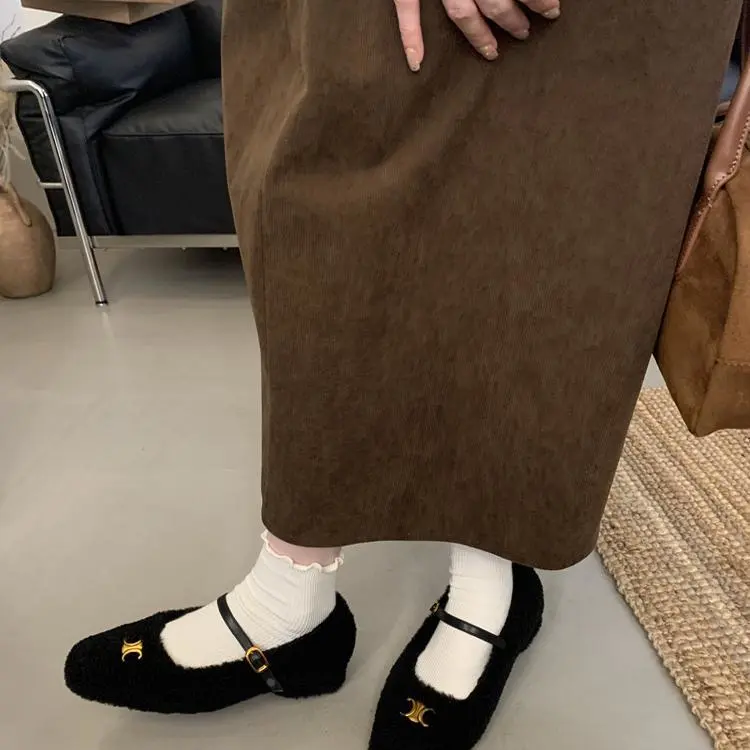 【Shoes】秋冬5cmヒールフラットシューズ Z8129