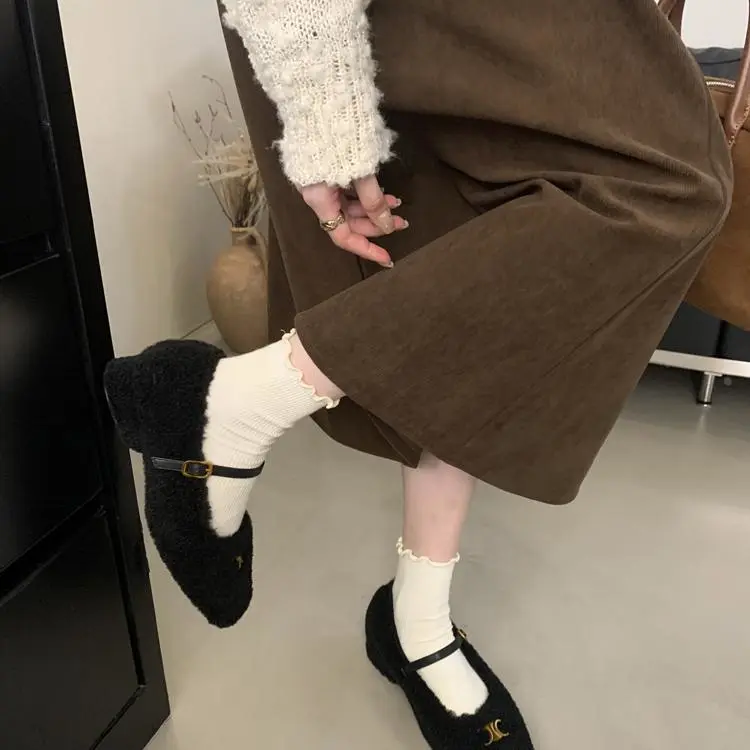 【Shoes】秋冬5cmヒールフラットシューズ Z8129