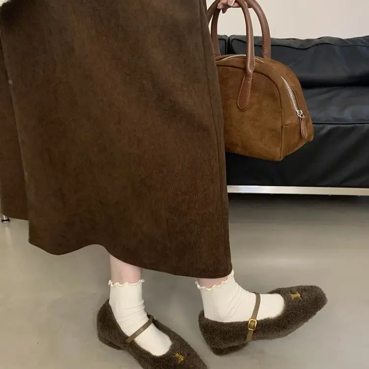 【Shoes】秋冬5cmヒールフラットシューズ Z8129
