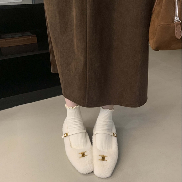 【Shoes】秋冬5cmヒールフラットシューズ Z8129