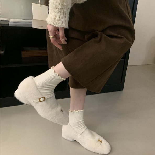 【Shoes】秋冬5cmヒールフラットシューズ Z8129