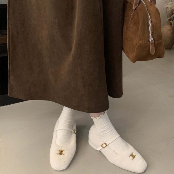 【Shoes】秋冬5cmヒールフラットシューズ Z8129