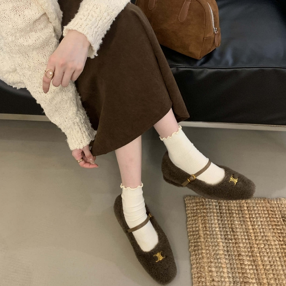 【Shoes】秋冬5cmヒールフラットシューズ Z8129
