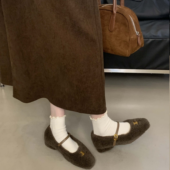 【Shoes】秋冬5cmヒールフラットシューズ Z8129